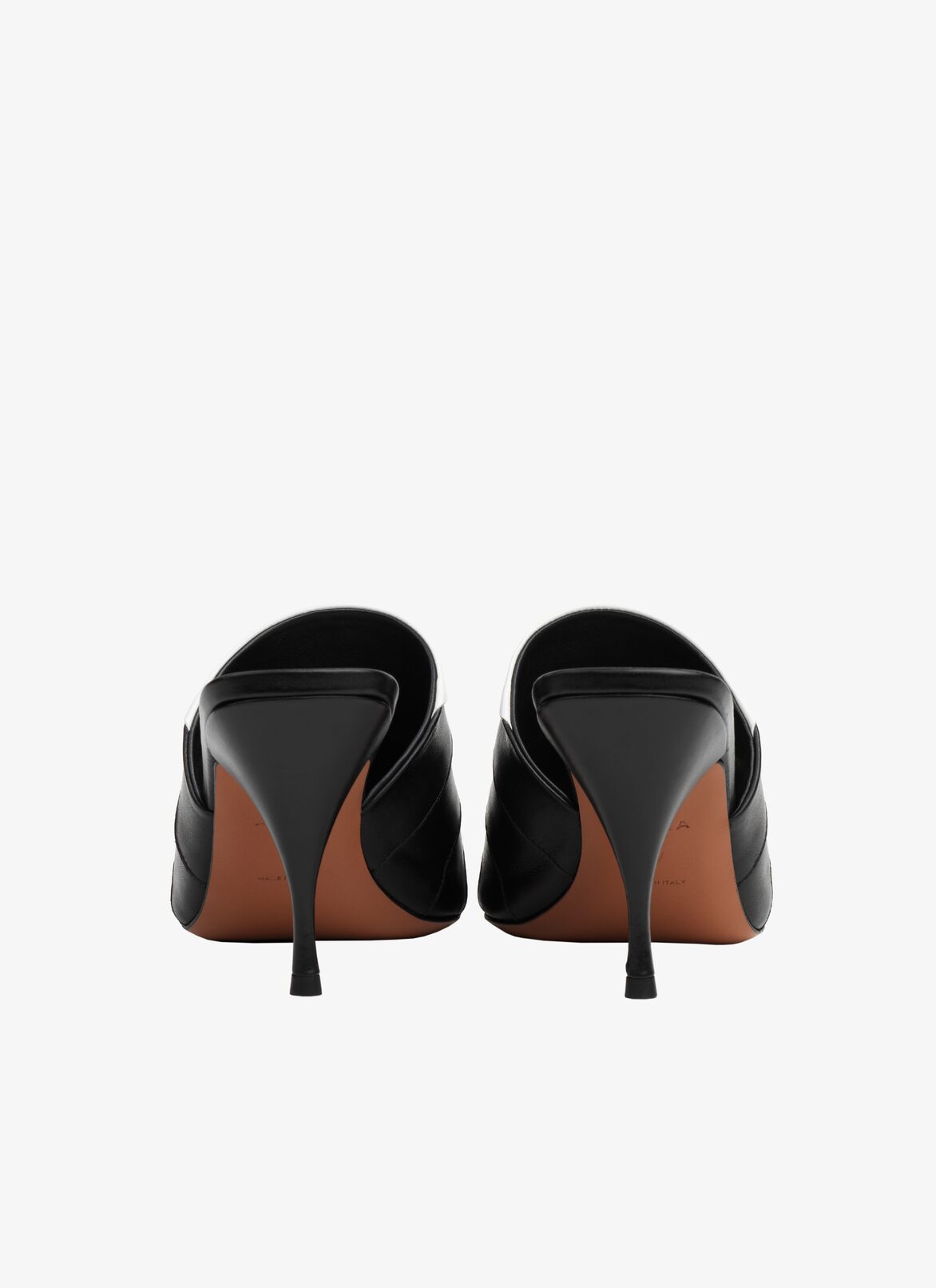 LEATHER HEEL GRAPHIC MULES ALAÏA WHITE/BLACK LEATHER HEEL GRAPHIC MULES